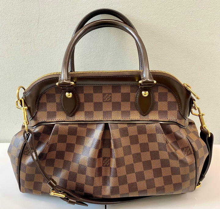 LOUIS VUITTON DAMIER EBENE TREVI PM SATCHEL BAG