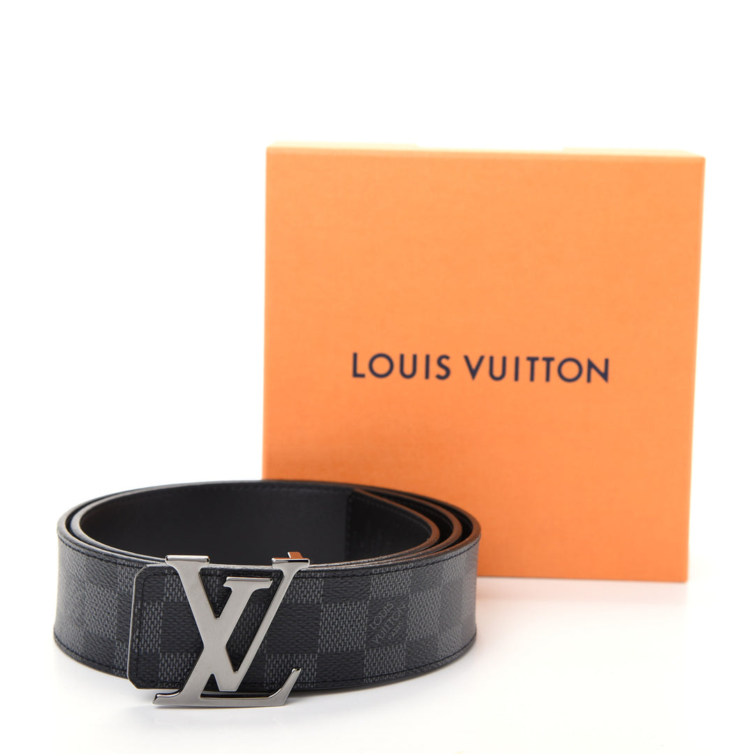 LV Damier Graphite leather belt with gold monogram buckle Louis Vuitton Damier Graphite LV Initiales Belt Size 90/36  main image 3