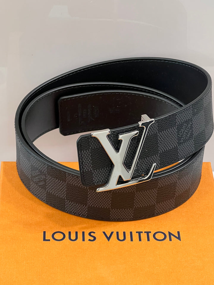 LOUIS VUITTON LV INITIALS DAMIER GRAPHITE BELT – Caroline's Fashion Luxuries