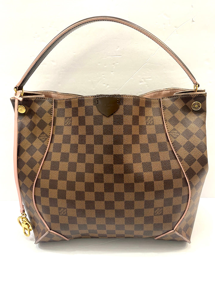LOUIS VUITTON DAMIER EBENE CAISSA HOBO BAG ROSE BALLERINE