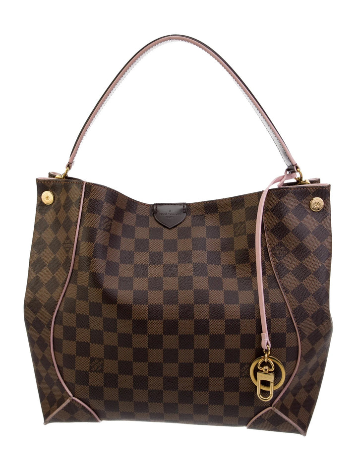 LOUIS VUITTON DAMIER EBENE CAISSA HOBO BAG ROSE BALLERINE