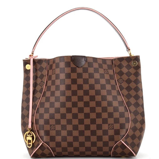 LOUIS VUITTON DAMIER EBENE CAISSA HOBO BAG ROSE BALLERINE