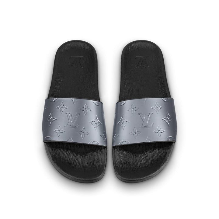 LOUIS VUITTON EMBOSSED MONOGRAM WATERFRONT MULES