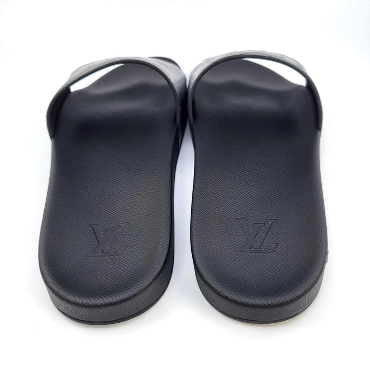 LOUIS VUITTON EMBOSSED MONOGRAM WATERFRONT MULES