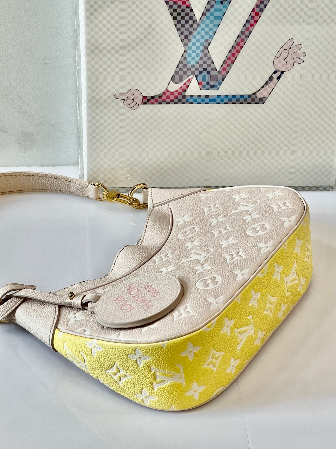 Louis Vuitton Monogram Empreinte Bagatelle Bag, Beige