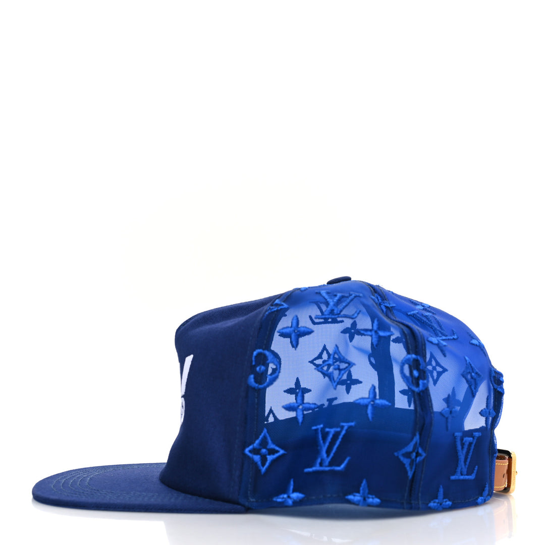 Baseball Cap Unisex OSFA *Upcycled LV‎ Patch* Blue Cotton Hat Designer Reworked Sky Blue Faded Seamed Hat with LV Patch – Stealing Underwear main image 4