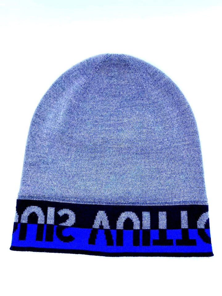 LOUIS VUITTON GREY BLUE HORIZON WOOL BEANIE HAT