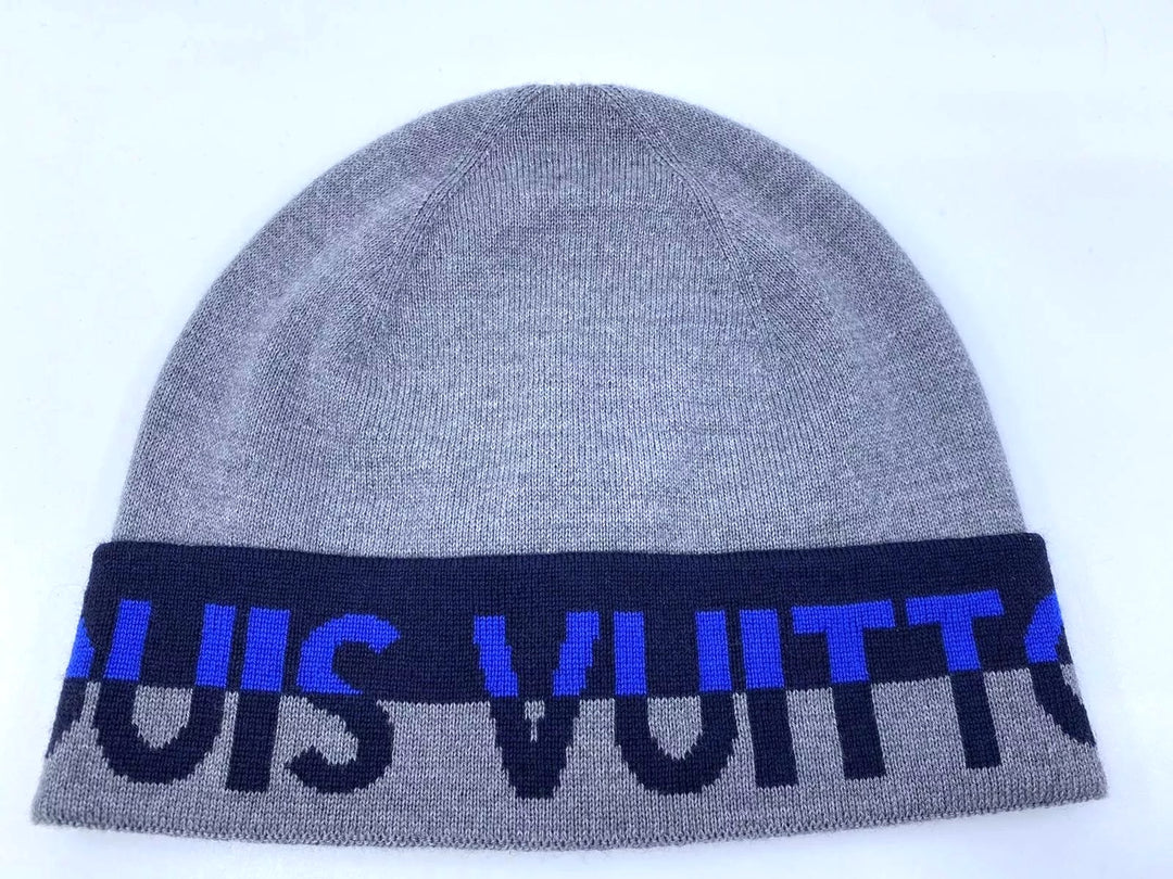 LOUIS VUITTON GREY BLUE HORIZON WOOL BEANIE HAT – Caroline's