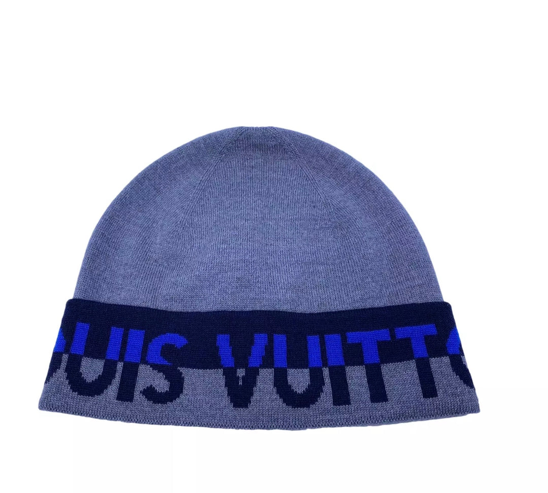 LOUIS VUITTON GREY BLUE HORIZON WOOL BEANIE HAT – Caroline's LOUIS VUITTON GREY BLUE HORIZON WOOL BEANIE HAT – Caroline's