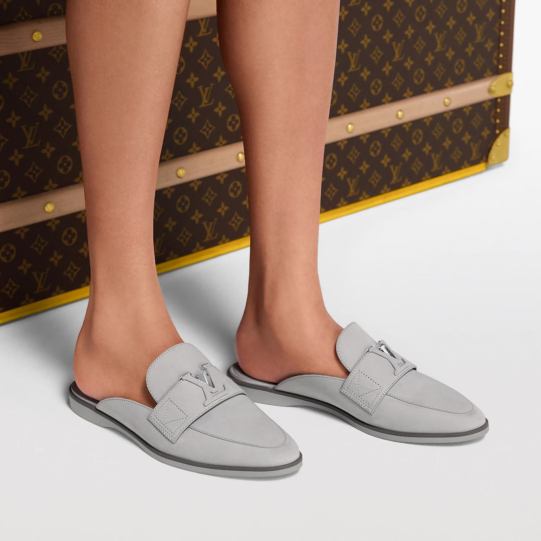 LOUIS VUITTON MARE FLEX NUBUCK CALFSKIN LEATHER LOAFER MULES