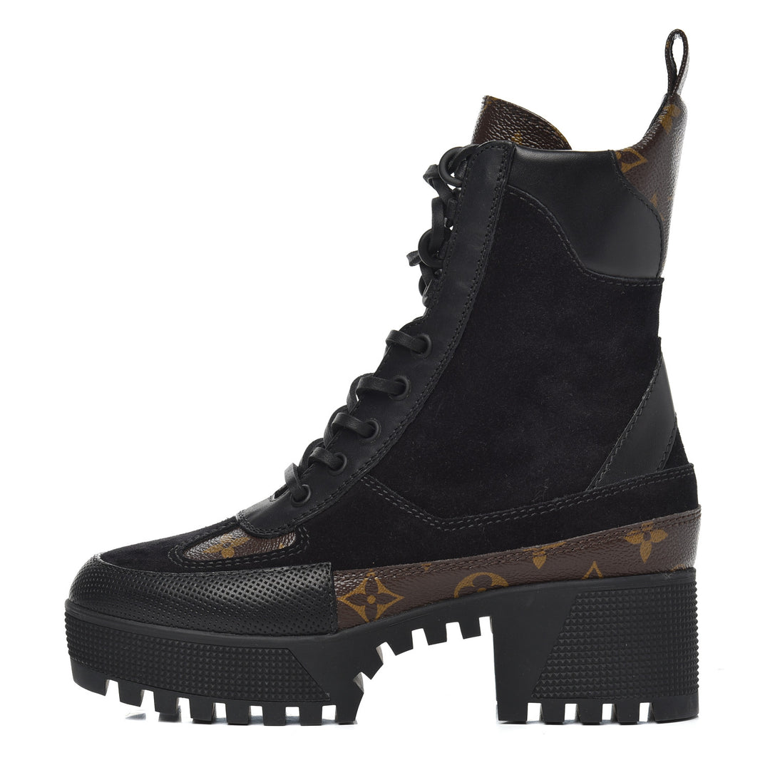 LOUIS VUITTON LAUREATE SUEDE LEATHER PLATFORM DESERT BOOTS