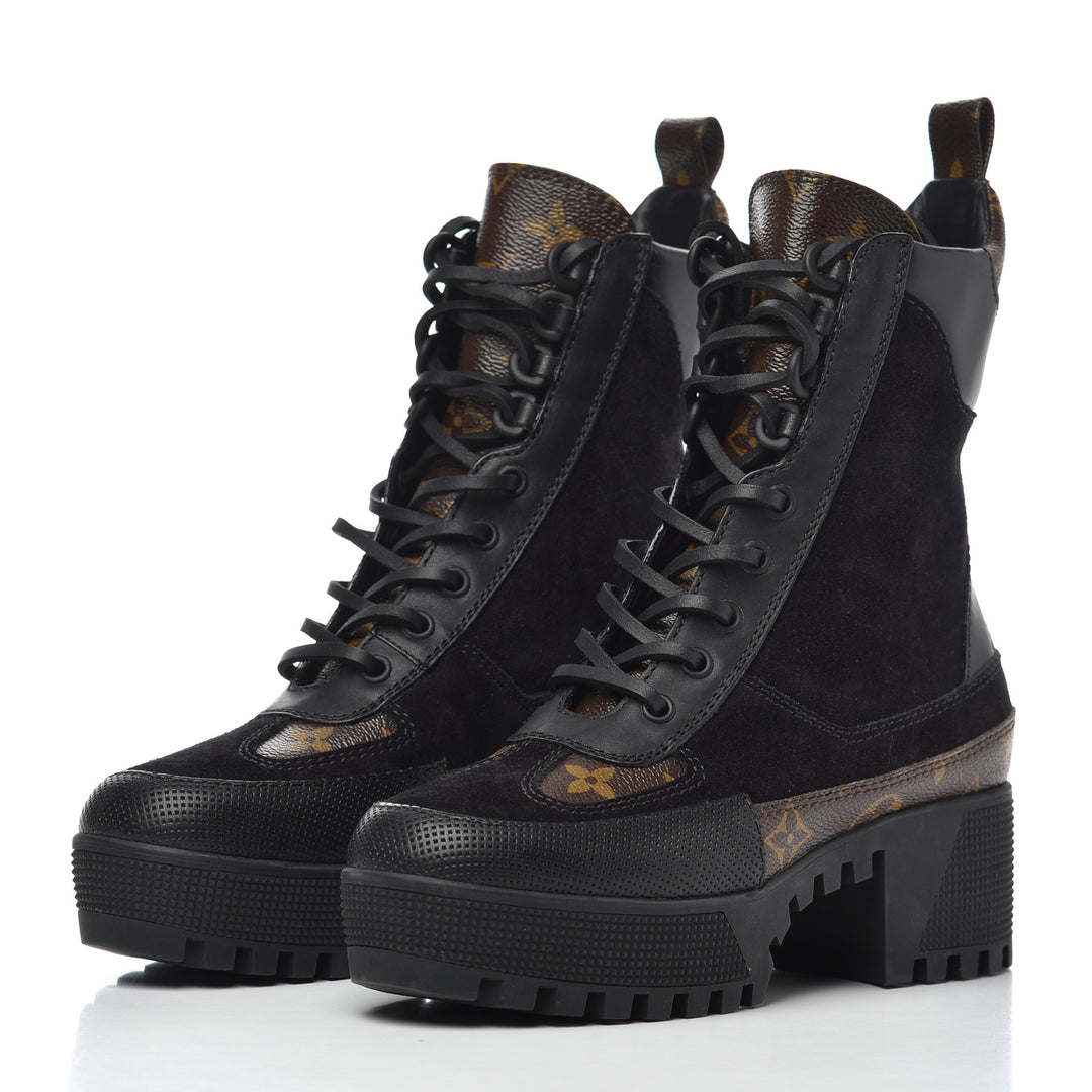 LOUIS VUITTON LAUREATE SUEDE LEATHER PLATFORM DESERT BOOTS