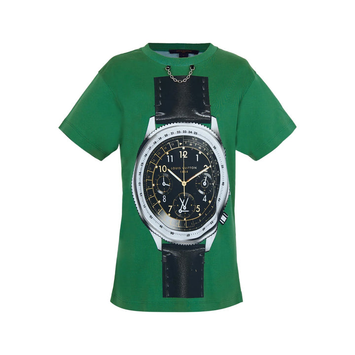 LOUIS VUITTON PRINTED WATCH JERSEY CHAIN T-SHIRT