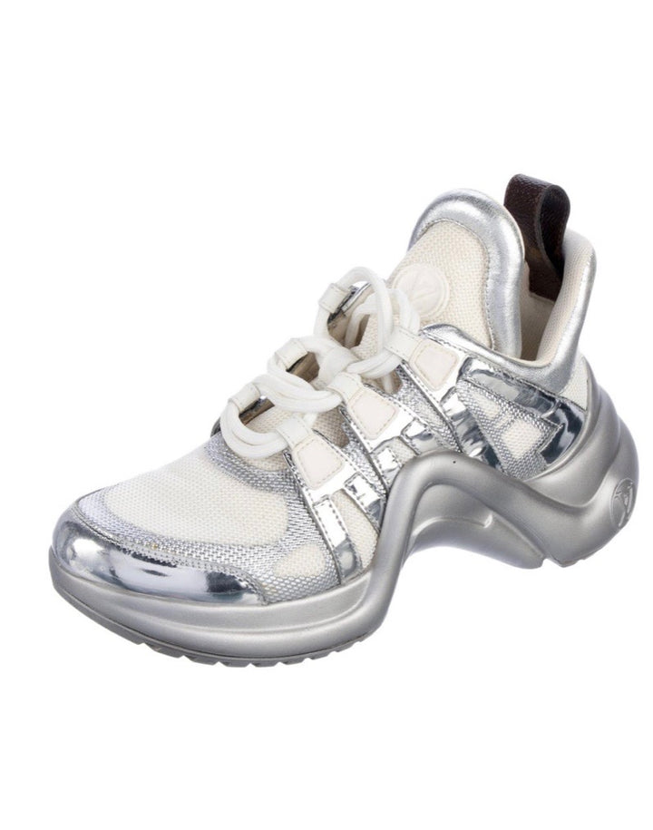 LOUIS VUITTON METALLIC CALFSKIN TECHNICAL NYLON ARCHLIGHT SNEAKERS