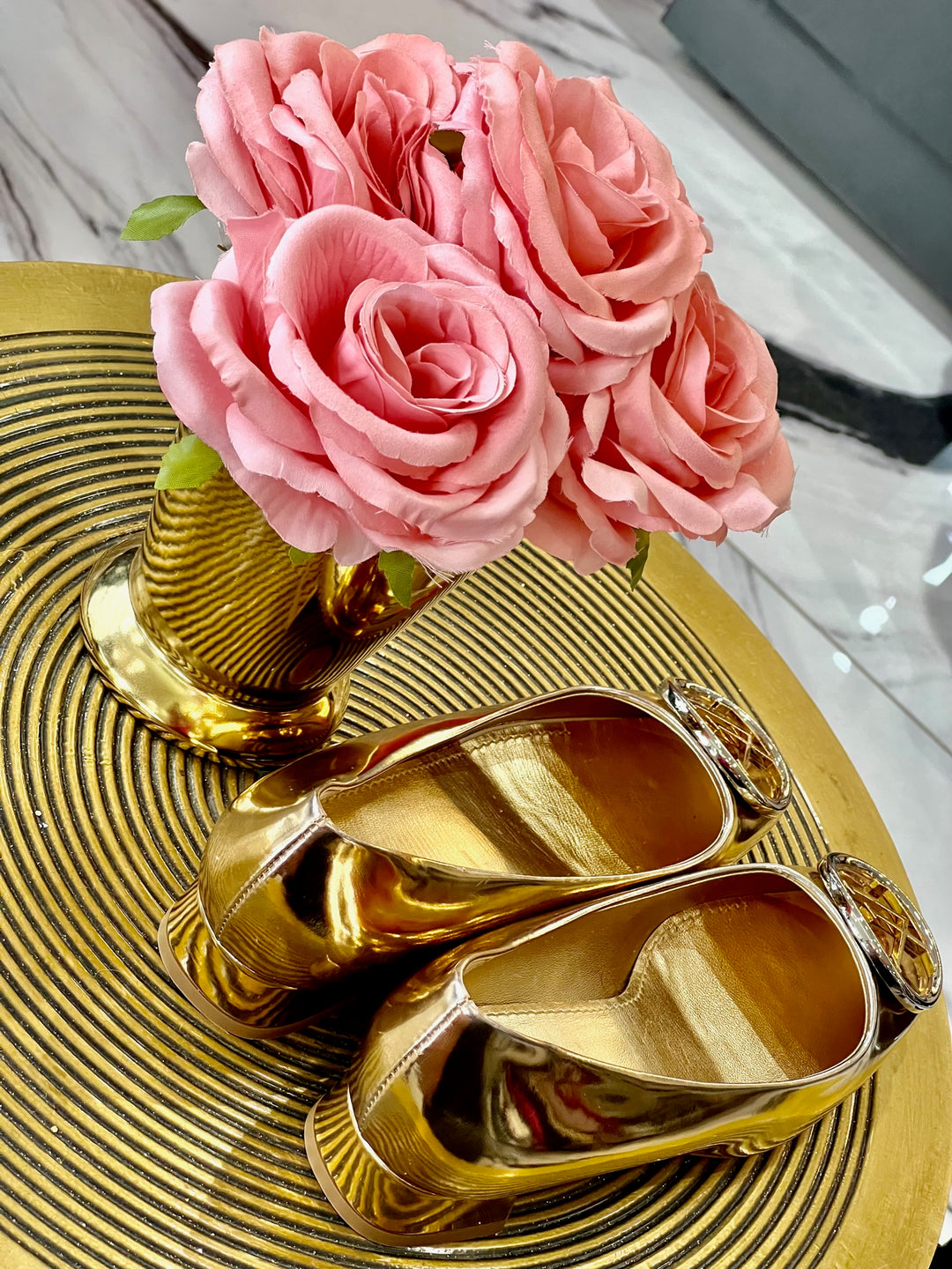 LOUIS VUITTON METALLIC FOIL LEATHER MADELEINE PUMPS
