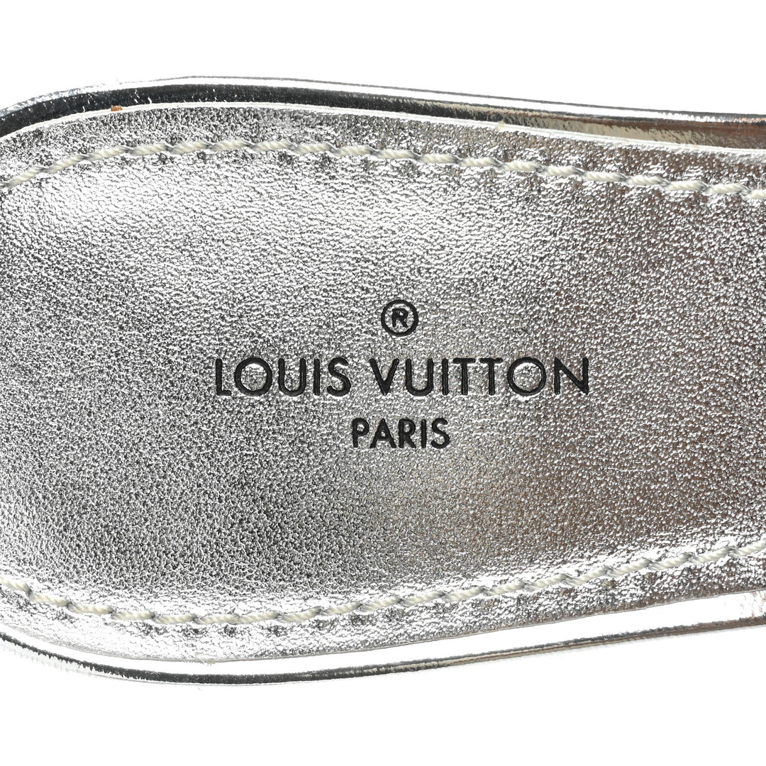 LOUIS VUITTON METALLIC LAMBSKIN EMBOSSED MONOGRAM REVIVAL MULES