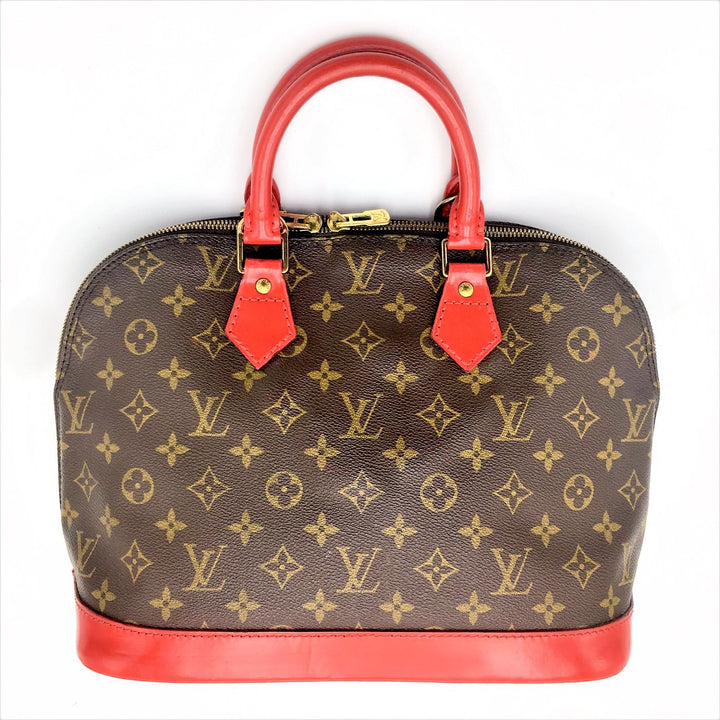 LOUIS VUITTON MONOGRAM ALMA PM HANDBAG CUSTOM RED