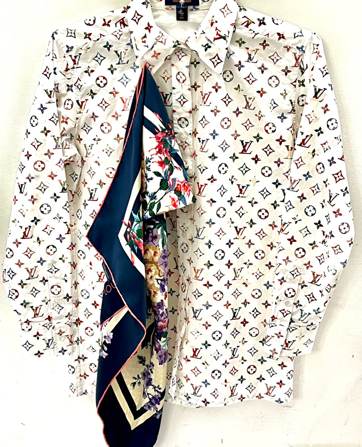 LOUIS VUITTON MULTICOLOR MONOGRAM BLOUSE WITH SCARF