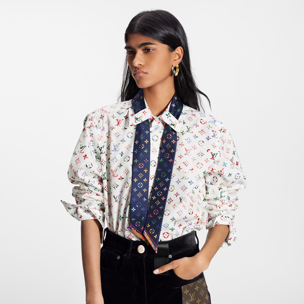 Louis Vuitton Silk Scarf Shirt in Red Striped — UFO No More