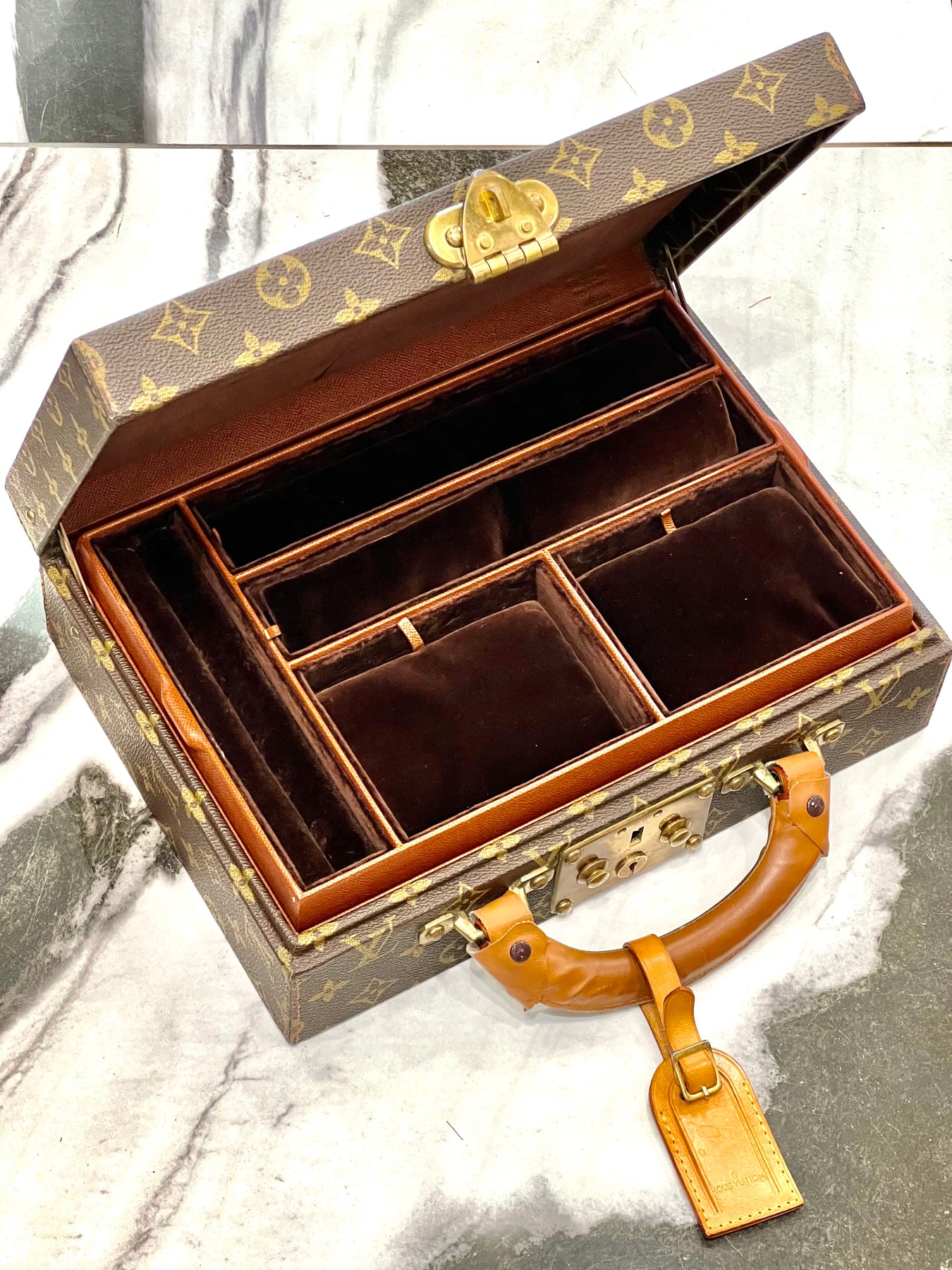 Louis Vuitton Boite Bijoux Jewelry Case Monogram Canvas Brown