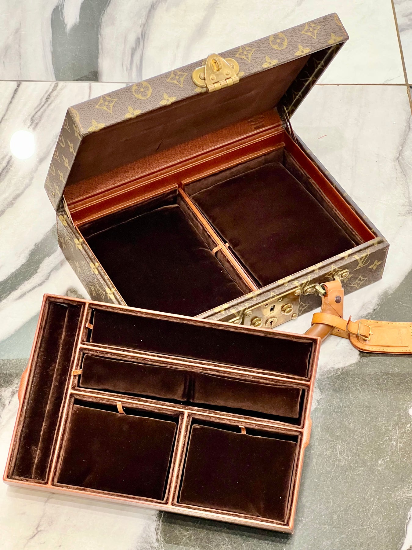 Authenticated Used Louis Vuitton Monogram Trunk Jewelry Box Case