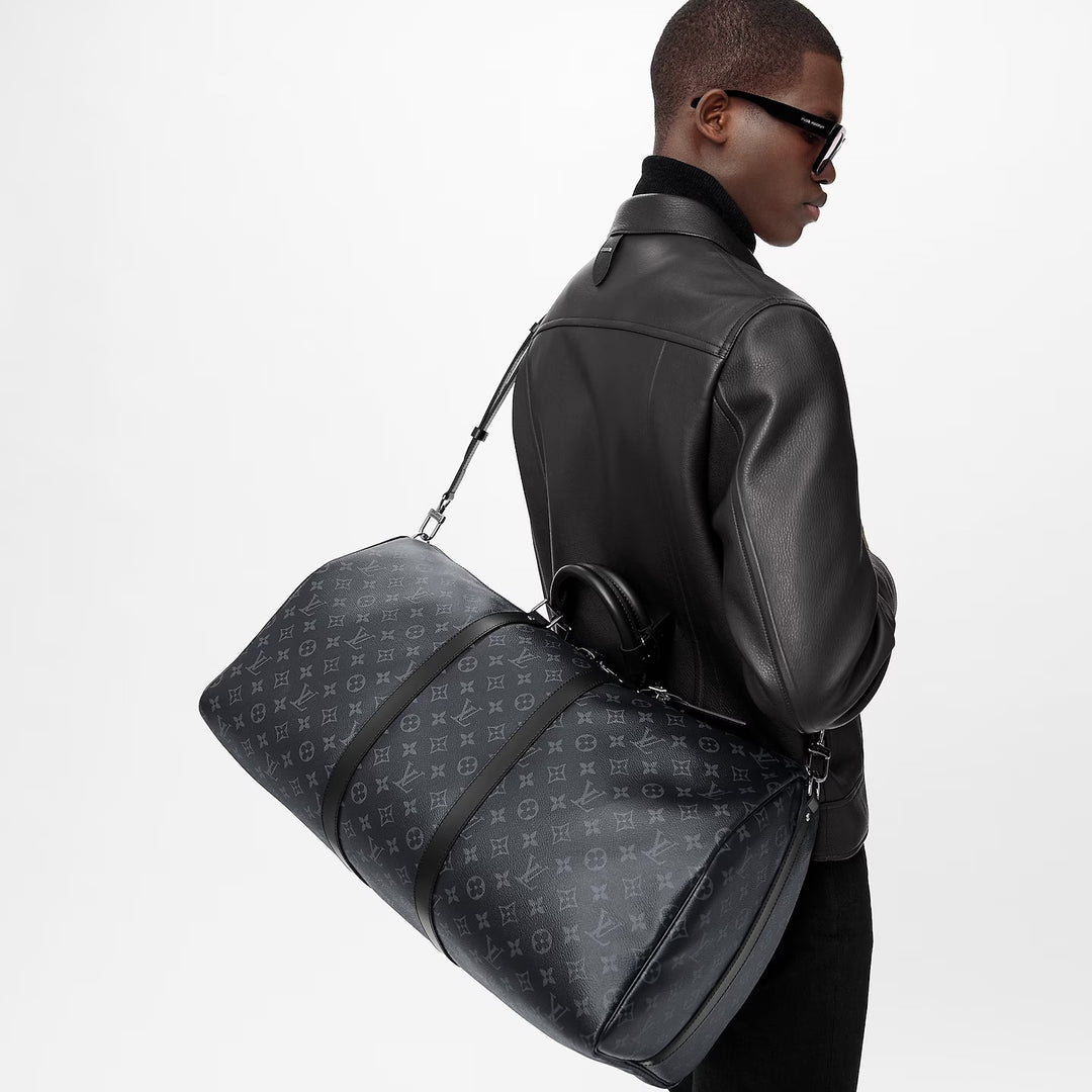 LOUIS VUITTON MONOGRAM ECLIPSE KEEPALL BANDOULIÈRE 55 BAG