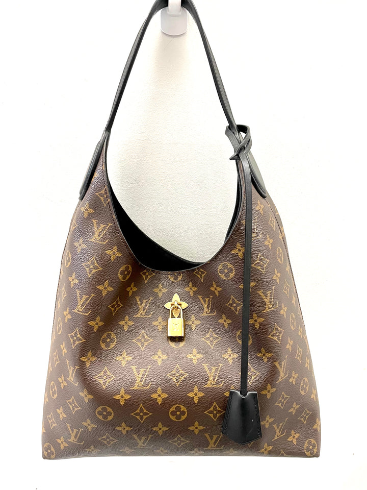 LOUIS VUITTON MONOGRAM FLOWER HOBO BAG BLACK