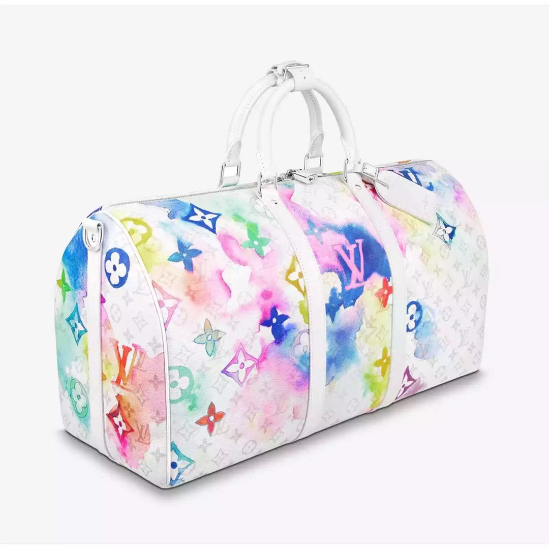 LOUIS VUITTON LIMITED EDITION WATERCOLOR MONOGRAM KEEPALL 50 BANDOLIERE