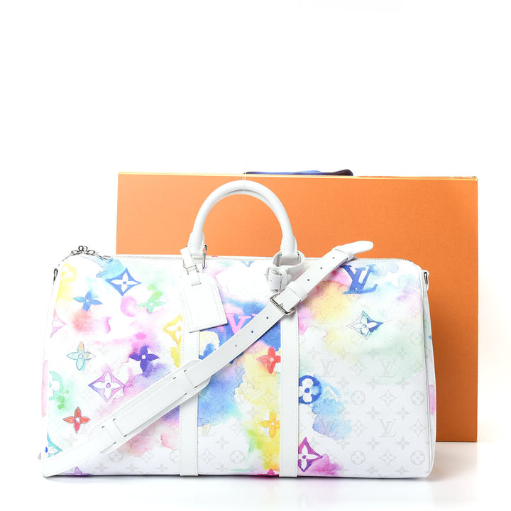 LOUIS VUITTON LIMITED EDITION WATERCOLOR MONOGRAM KEEPALL 50 BANDOLIERE