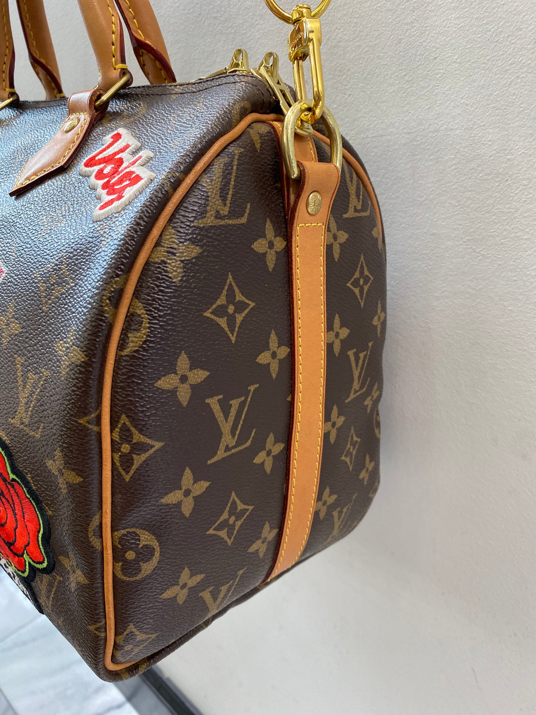 LOUIS VUITTON MONOGRAM PATCHES SPEEDY BANDOULIERE 30 BAG