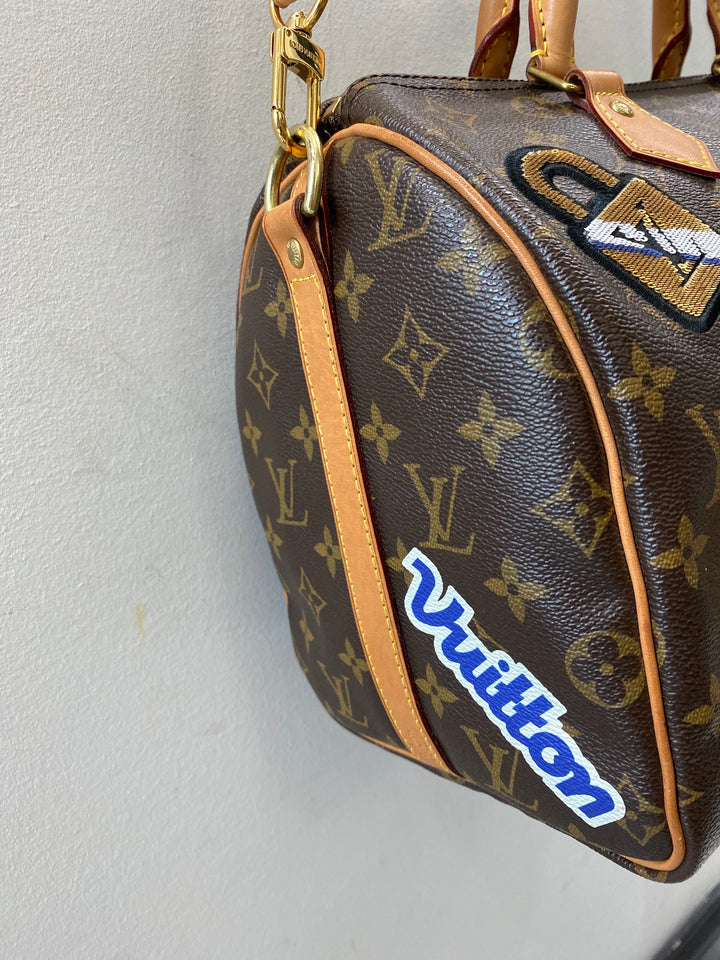 LOUIS VUITTON MONOGRAM PATCHES SPEEDY BANDOULIERE 30 BAG