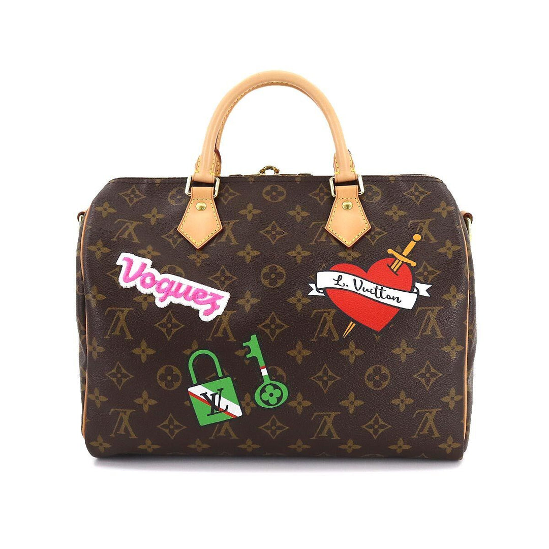 LOUIS VUITTON MONOGRAM PATCHES SPEEDY BANDOULIERE 30 BAG