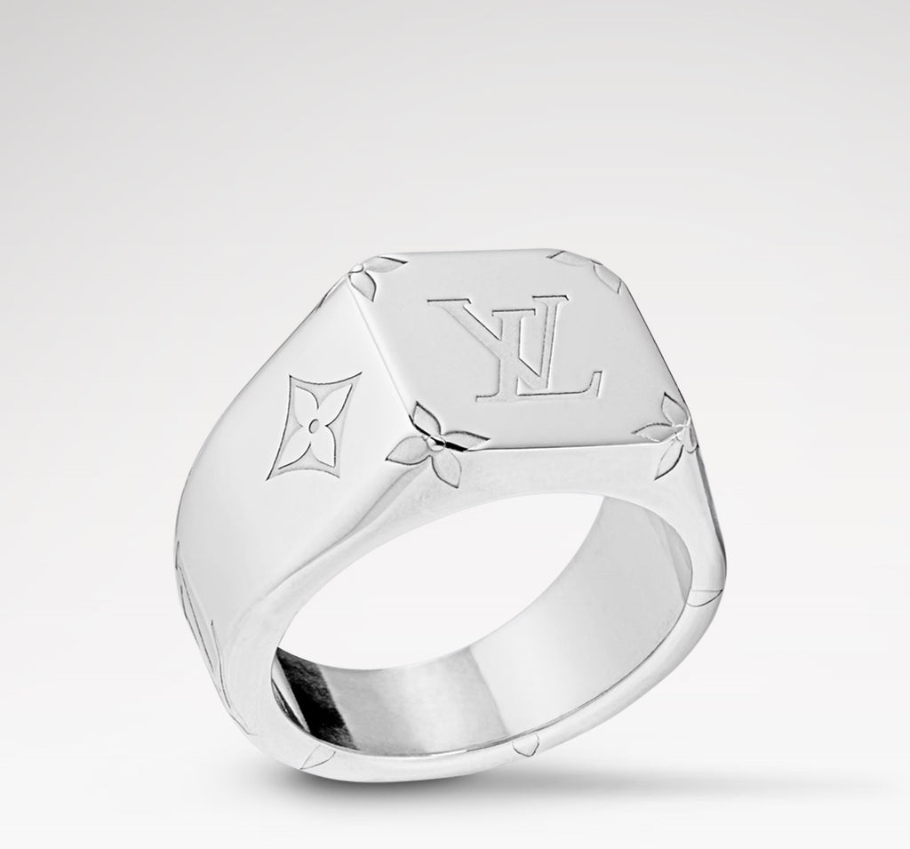 LOUIS VUITTON MONOGRAM SIGNET RING PALLADIUM FINISH  display picture 1