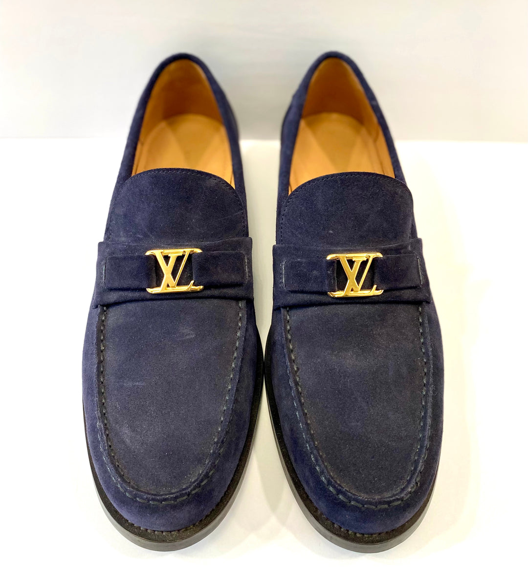 LOUIS VUITTON MONTE CARLO SUEDE LV LOGO LOAFERS – Caroline's