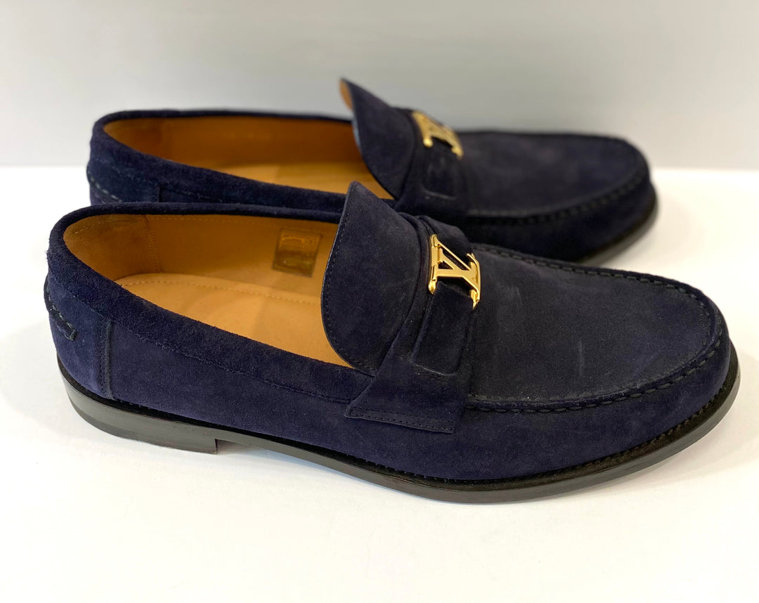 LOUIS VUITTON MONTE CARLO SUEDE LV LOGO LOAFERS – Caroline's