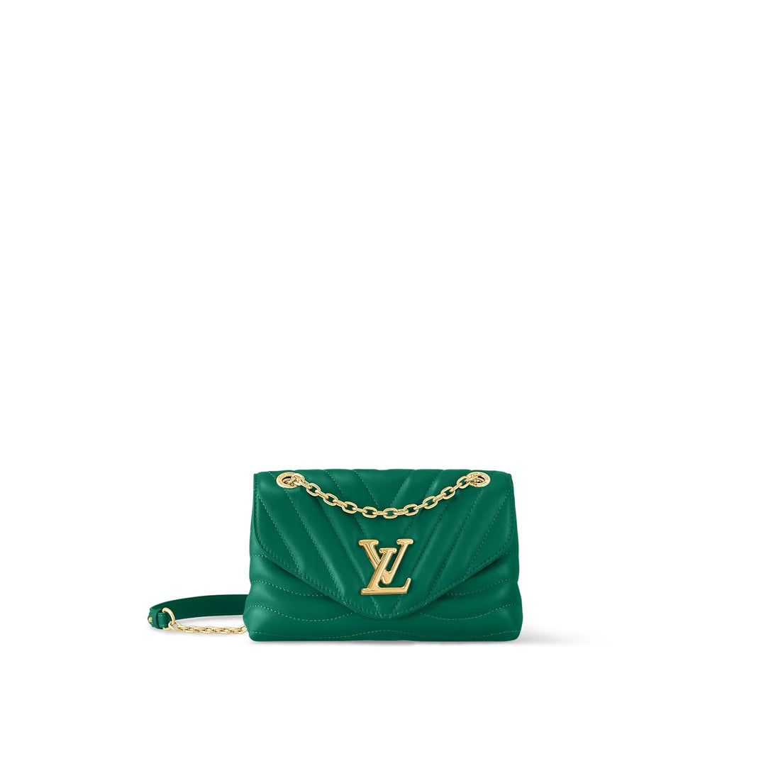 LOUIS VUITTON NEW WAVE MM CALFSKIN LEATHER CHAIN BAG IN EMERALD GREEN