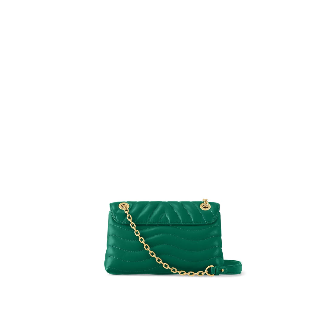 LOUIS VUITTON NEW WAVE MM CALFSKIN LEATHER CHAIN BAG IN EMERALD GREEN
