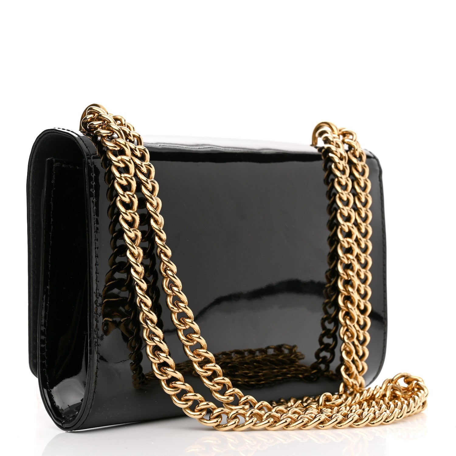 Louis Vuitton Black Patent Leather Chain Louise MM Bag at 1stDibs