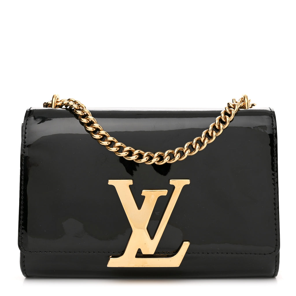 Louis Vuitton Black Patent Leather Chain Louise MM Bag Louis Vuitton