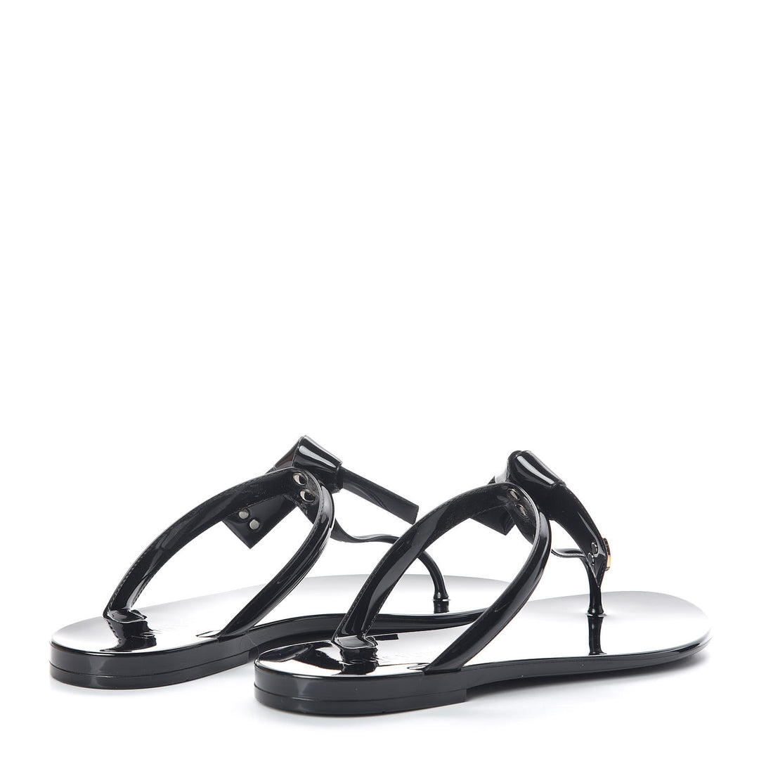 LOUIS VUITTON SHINY PATENT SEA STAR THONG SLIDE SANDALS