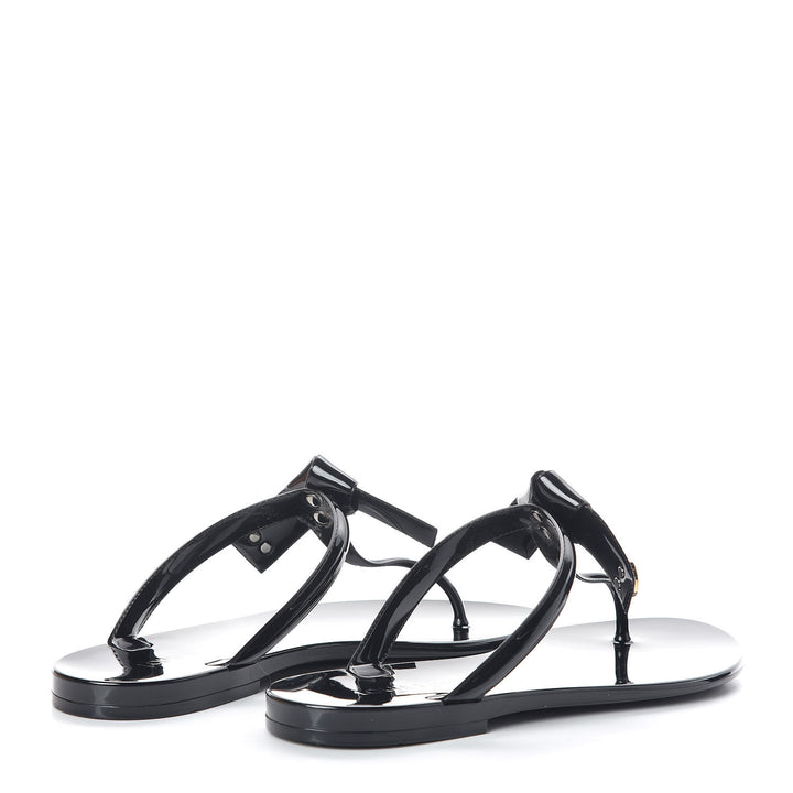 LOUIS VUITTON SHINY PATENT SEA STAR THONG SLIDE SANDALS