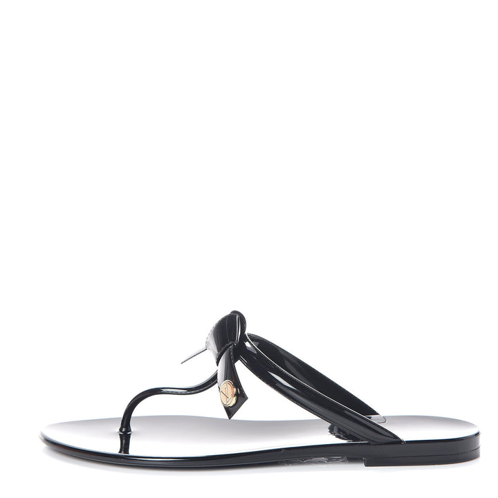 LOUIS VUITTON SHINY PATENT SEA STAR THONG SLIDE SANDALS