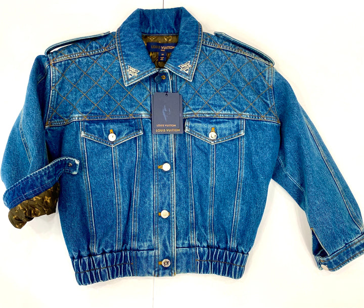 LOUIS VUITTON QUILTED DENIM  SILK MONOGRAM JACKET