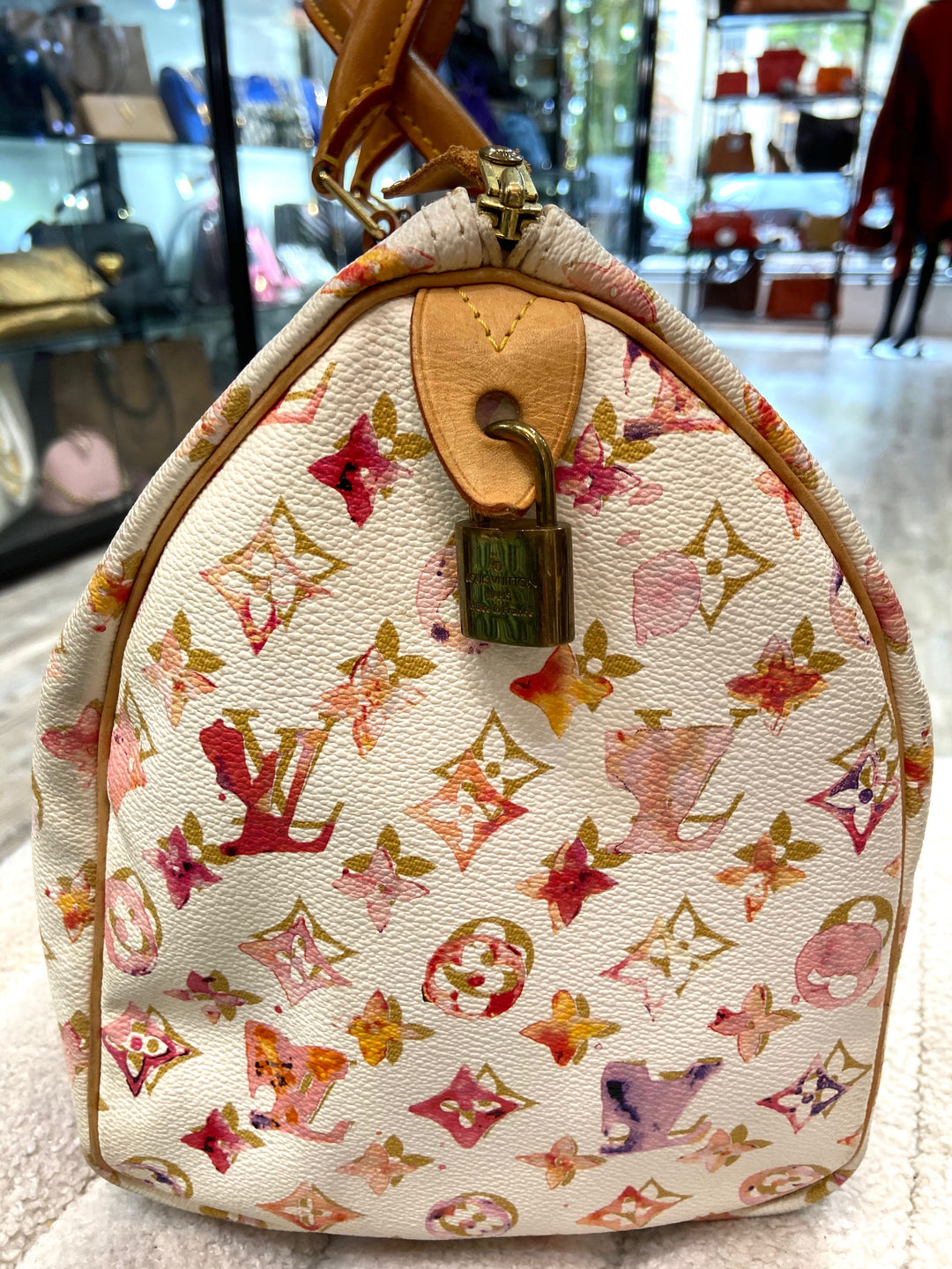 【希少】 LOUIS VUITTON Aquarelle Monogram Speedy 35 Vintage Louis Vuitton 35 Speedy Watercolour Aquarelle Monogram