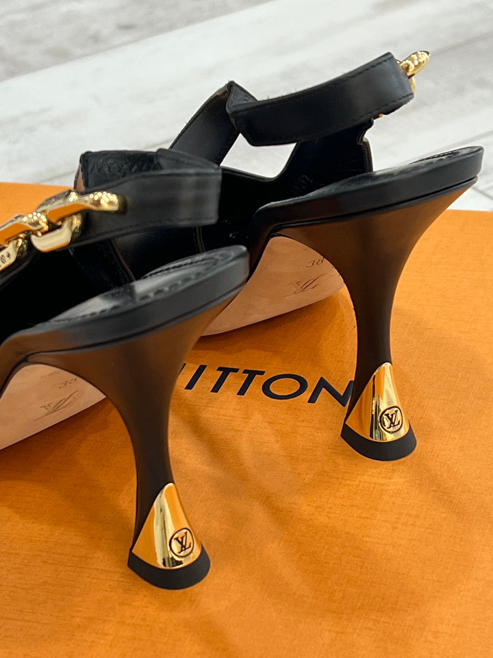 LOUIS VUITTON SPARKLE SLINGBACK CALFSKIN LEATHER PUMPS