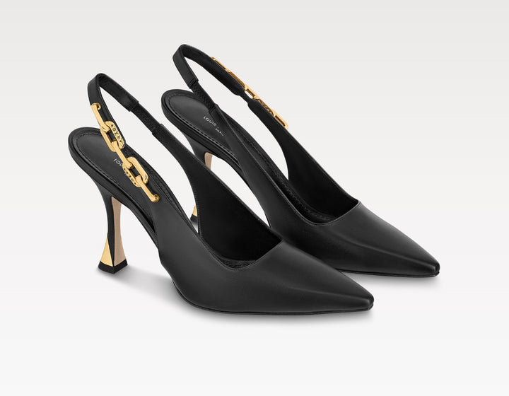 LOUIS VUITTON SPARKLE SLINGBACK CALFSKIN LEATHER PUMPS