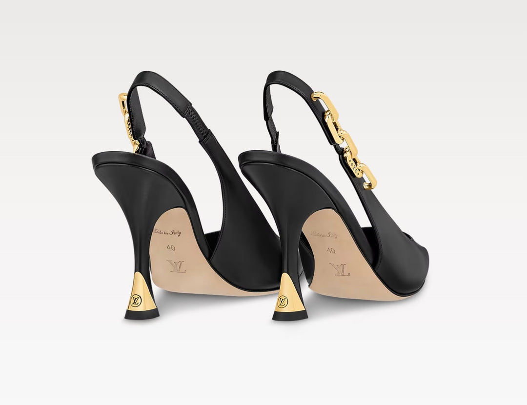 LOUIS VUITTON SPARKLE SLINGBACK CALFSKIN LEATHER PUMPS