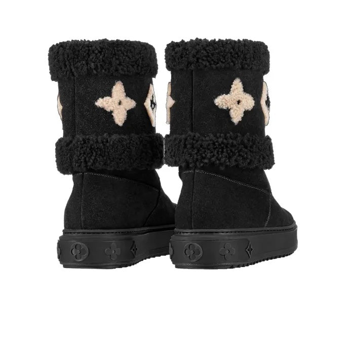 LOUIS VUITTON SUEDE CALFSKIN SHEARLING SNOWDROP ANKLE BOOTS