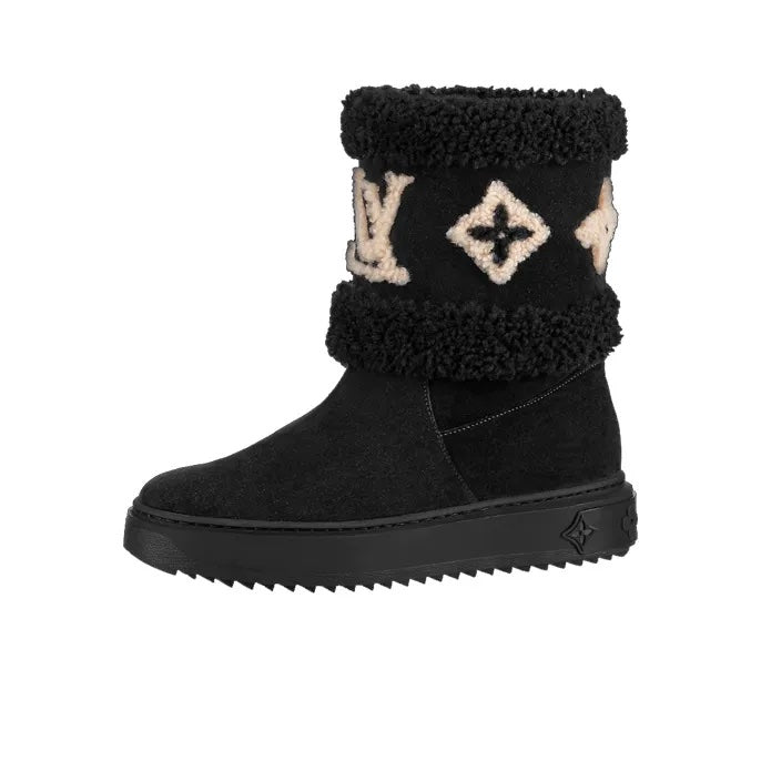 LOUIS VUITTON SUEDE CALFSKIN SHEARLING SNOWDROP ANKLE BOOTS