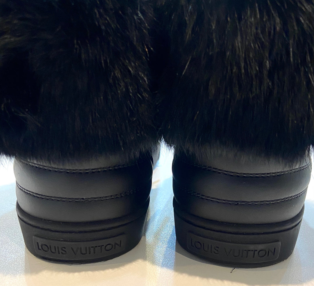 LOUIS VUITTON SUEDE RABBIT FUR HIGH-TOP SNEAKERS